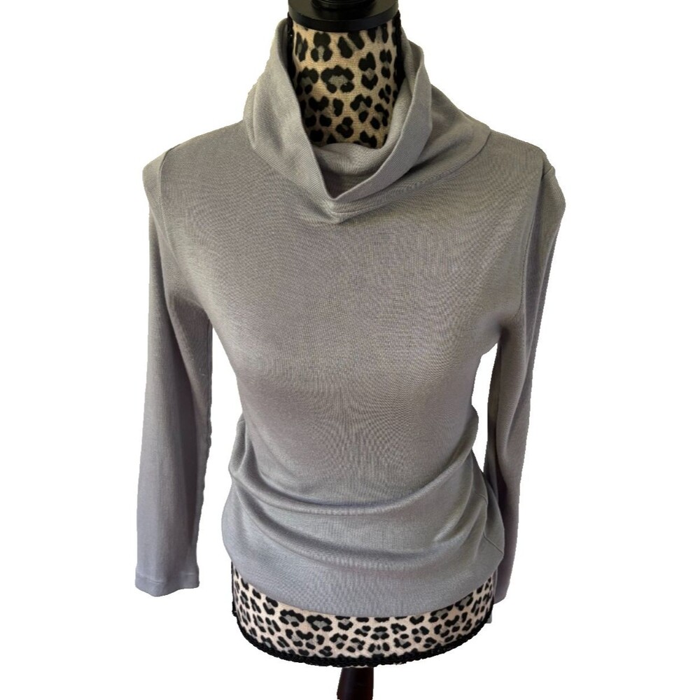 Vintage 80s Corliss Womens Gray Turtleneck Sweater Dark Academia Equestrian Med